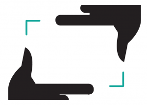 graphic of two hands showing a rectangle in landscape orientation